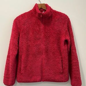 Uniqlo Pink Barbiecore Sherpa Long Sleeved Zip Up Sweater Jacket